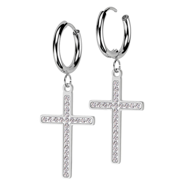 Hanging Cross Hoop earring
