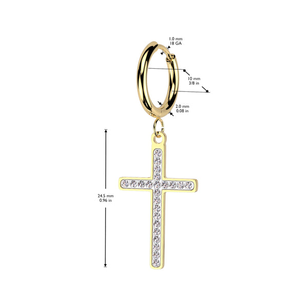 Hanging Cross Hoop earring