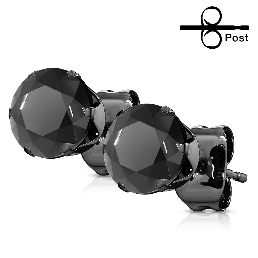 Black CZ Stud Earrings