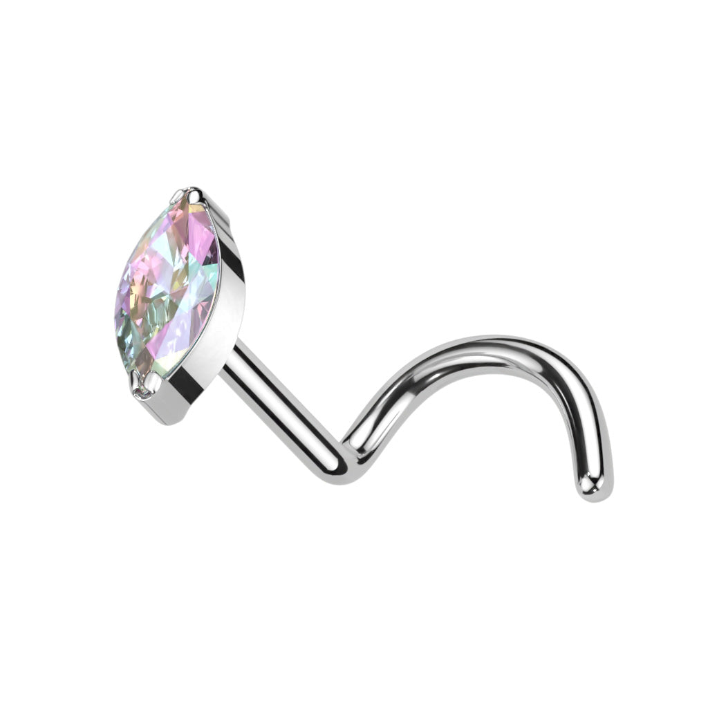 Implant Grade Titanium Nose Screw With Marquise CZ