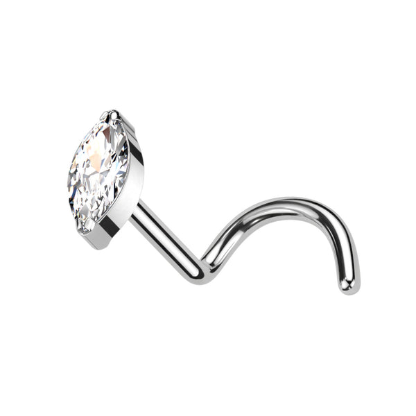 Implant Grade Titanium Nose Screw With Marquise CZ