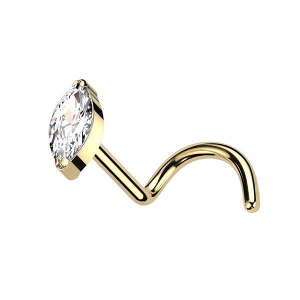 Implant Grade Titanium Nose Screw With Marquise CZ