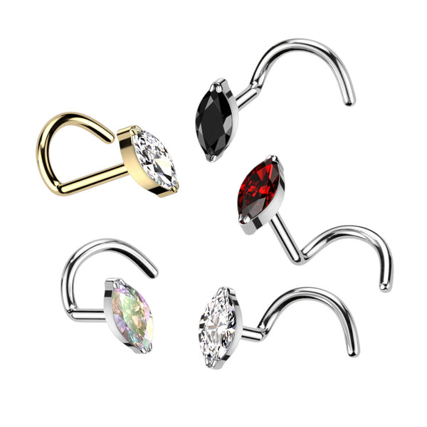 Implant Grade Titanium Nose Screw With Marquise CZ