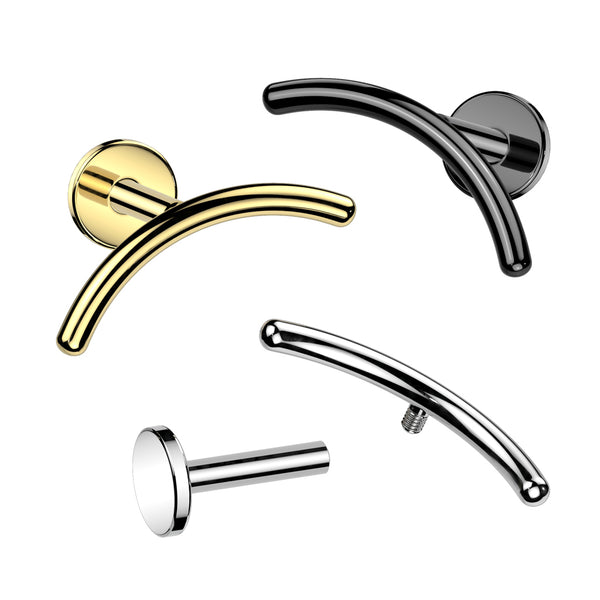 Curved Bar Top Implant Grade Titanium Internally Threaded Labret