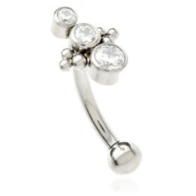 Titanium Curved barbell beaded and CZ