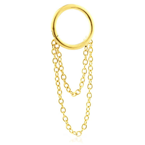 Gold PVD Steel Double Chain Hinged Ring