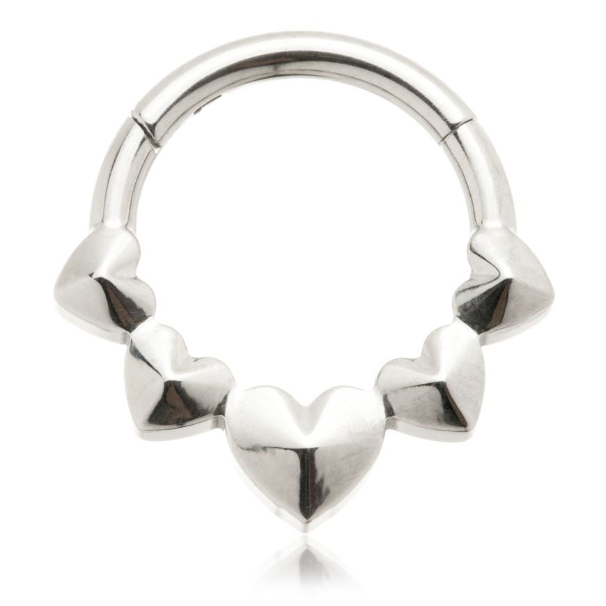 Cartilage ring - 1.2x8mm multi heart titanium hinge