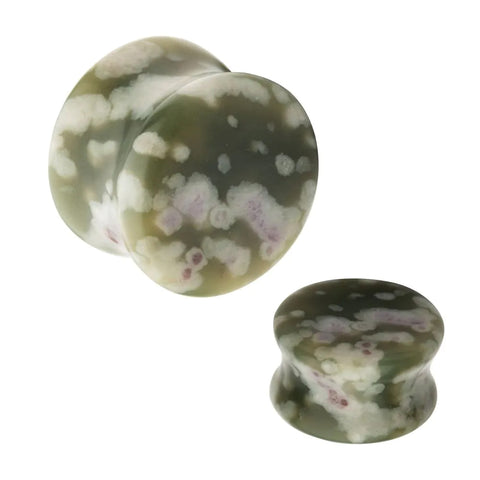Lucky Jade Stone Concave Double Flare Plug