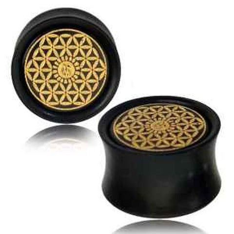 Handmade Iron Wood plug with gold leaf inlay