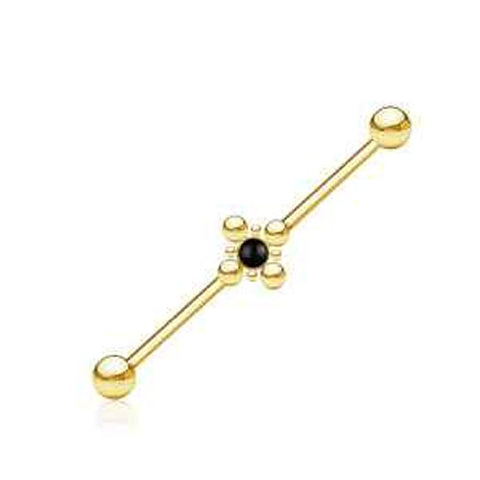 Gold PVD Onyx Beaded 316L Industrial bar