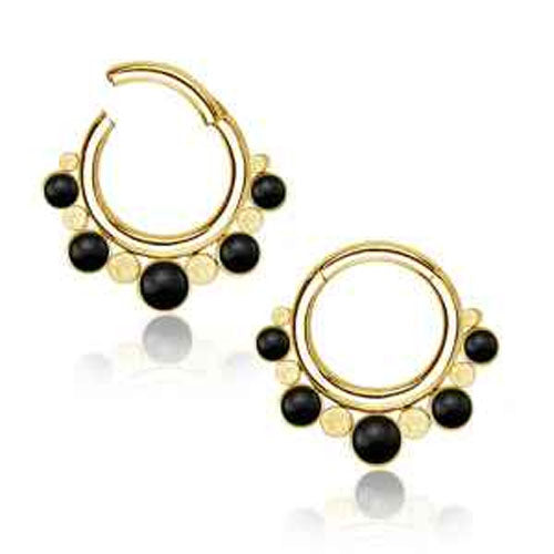 316L Gold Pvd black/Beaded hinged ring