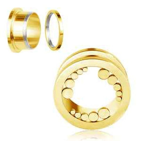 316L Gold PVD Bubbles two piece tunnels
