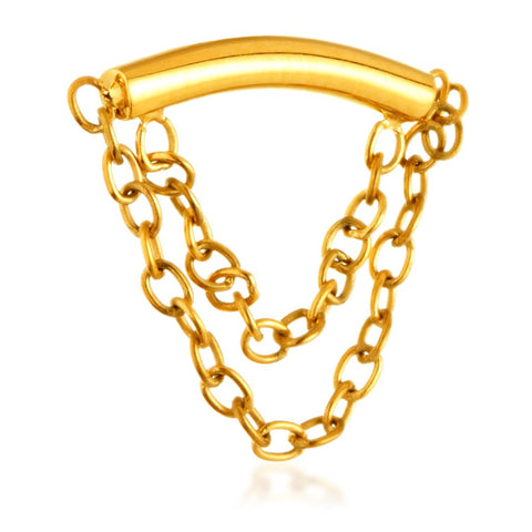 ZIRCON GOLD TI INTERNAL CURVED BAR DOUBLE CHAIN LABRET