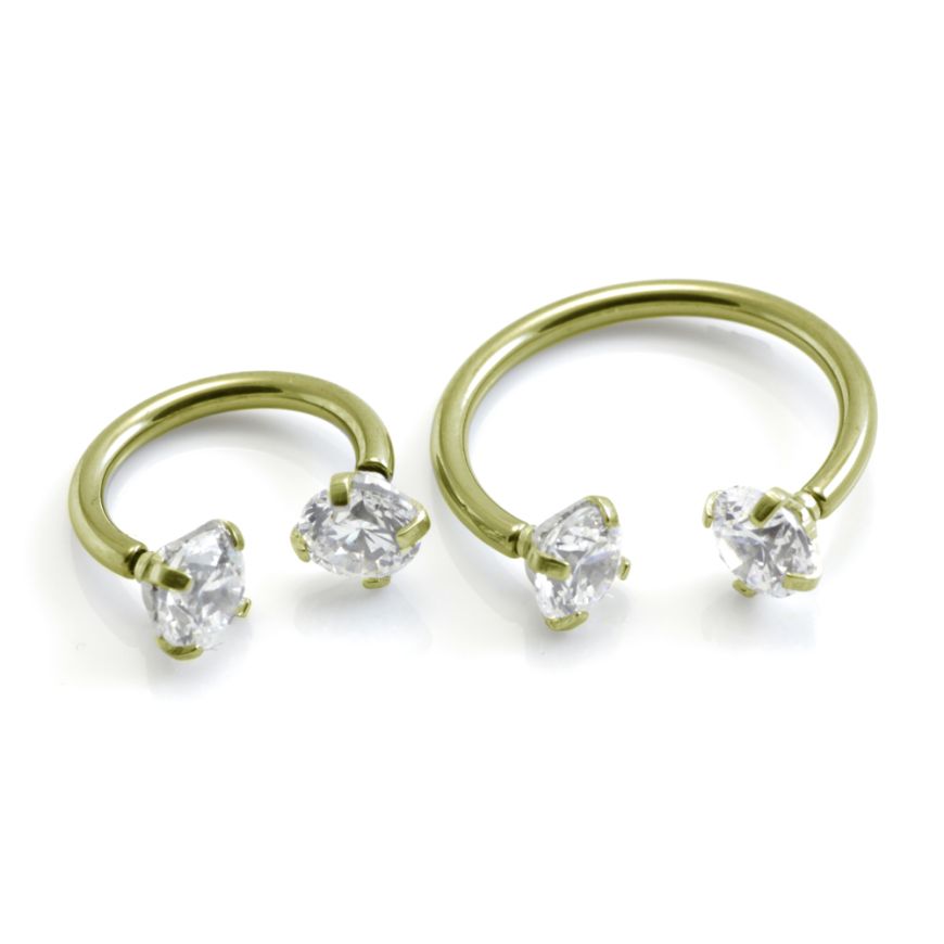 Prong Set Round CZ Internally Threaded 316L Surgical Steel Circular Barbell/Horseshoe