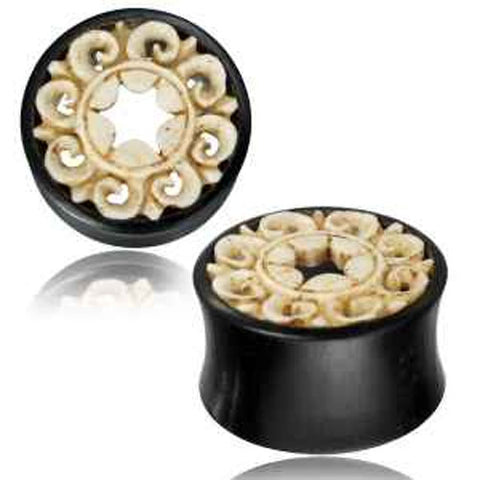 Handmade Arang wood with Antiqued bone inlay Ear Plug