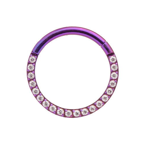 Titanium septum/daith ring with clear crystals