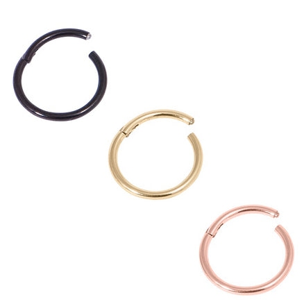 Surgical Steel hinged rings - assorted colours 0.8 x 6 & 7mm