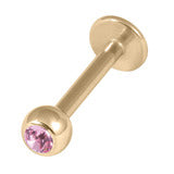 Zircon gold steel labret bar 1.2x6 or 8mm