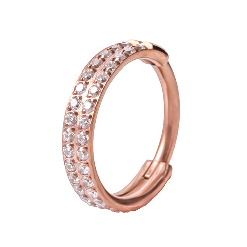 Rose gold coloured Titanium 1.2x8 or 10mm hinged ring