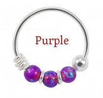 Sterling Silver Nose  ring - Synthetic opal ball