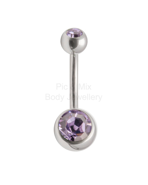 Double Gem belly bar - 1.6 x 8mm