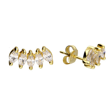 Sterling Silver earring - Silver or Gold coloured Marquise