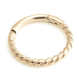 Zircon gold 316L surgical steel hinged rope ring