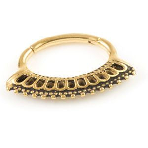 Black or Gold plated steel Septum/Daith hinged ring  - 1.2x10mm