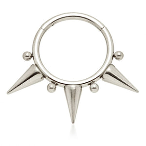 Septum ring - 1.2x10mm hinged ring  Spikes