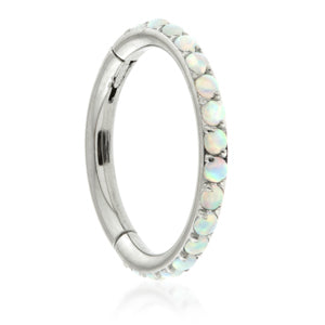 Titanium Conch ring with pave synthetic opals