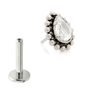 Cartilage jewellery - Titanium Pear Milligrained top