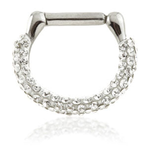 Septum Clicker 1.2x8mm  with clear 316L epoxy coated crystals