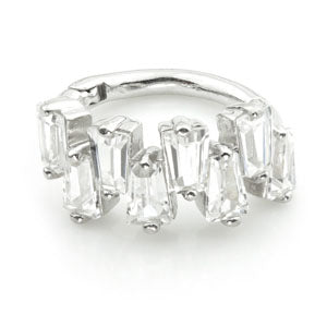 TISH LYON® - 925 Sterling Silver Baggette Gems Hinge Ring