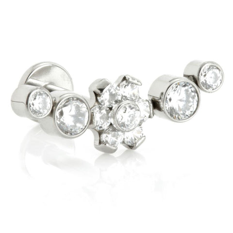 Cartilage jewellery - Bezel cluster flower