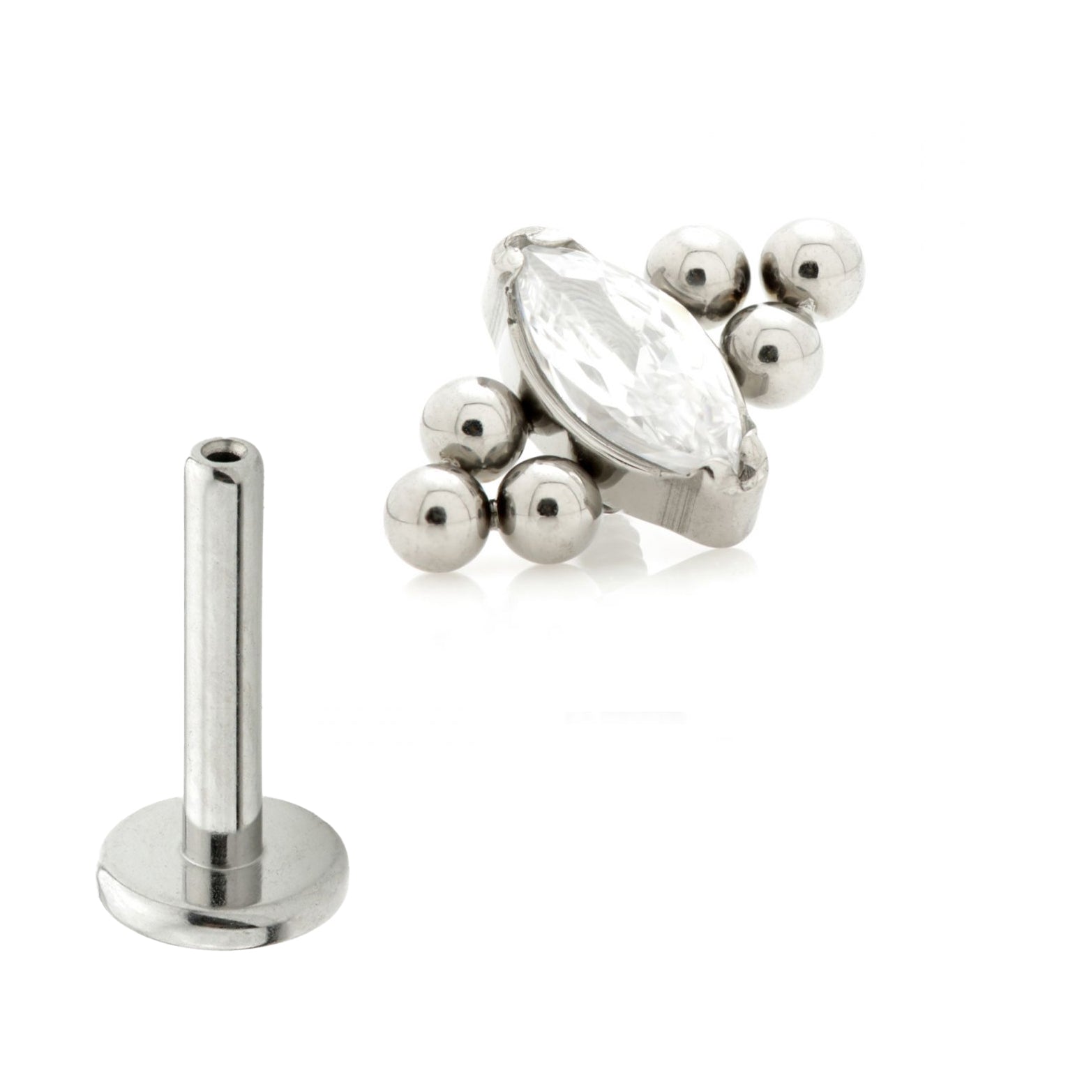 Cartilage jewellery - Bezel marquise/beads