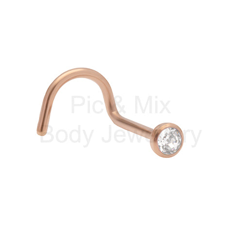 Titanium Rose Gold Coloured Crystal Nose Screw