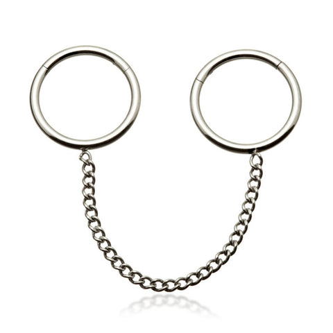 Septum ring - Double ring with chain hinged