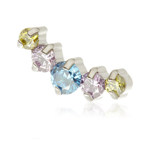 Cartilage jewellery - 5 gem prong set arc