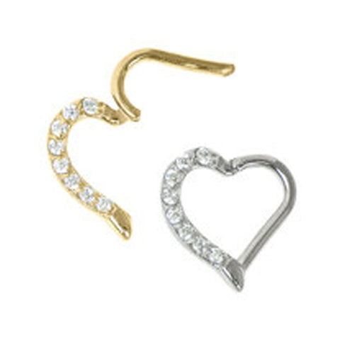 Gold Plate or silver heart Daith ring
