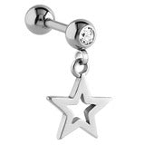 Surgical steel hanging star or feather micro bar