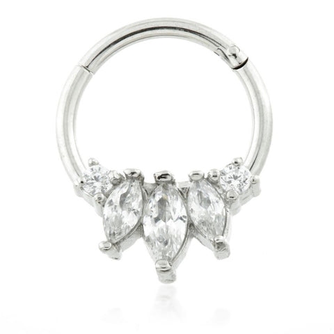 Titanium Marquise Gem ring 1.2x8mm