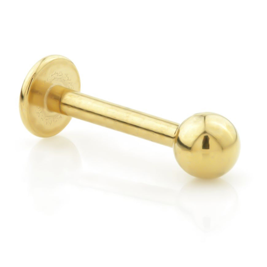 PVD gold plated internal thread labret bar 1.2x6 or 8mm