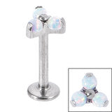 Labret - TitaniumTri-Ball with synthetic opal inlays