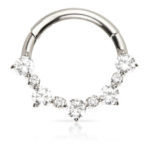 Titanium prong set hinged ring