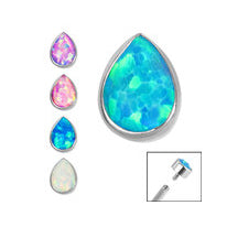 Titanium Labret with synthetic opal teardrop