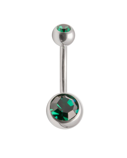 Double Gem belly bar - 1.6 x 8mm