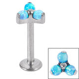 Labret - TitaniumTri-Ball with synthetic opal inlays