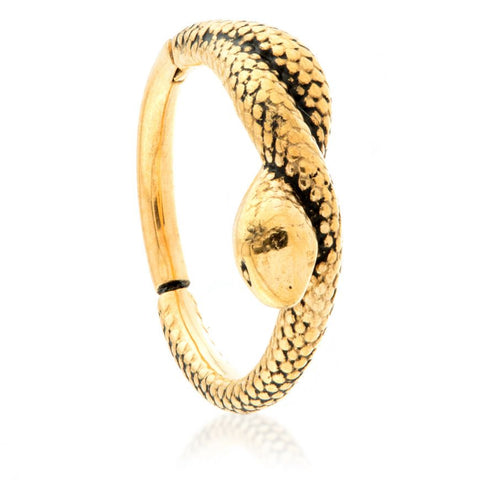 Gold PVD or steel hinged snake ring 1.2x10 or 12mm