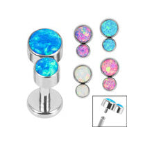 Titanium Labret with synthetic opal double drop
