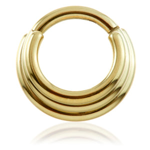24k Gold plated Hinged Titanium Septum ring, 1.2x8 or 10mm